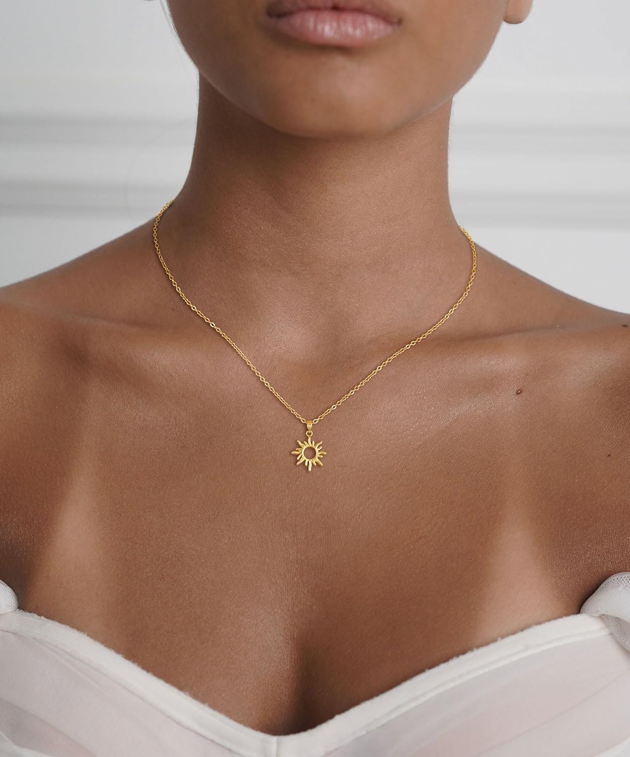 "14K Gold Layered Necklace for Women, Dainty Pendant Sun Gold Necklace, Non-Tarnish Hypoallergenic Stackable Jewelry Gift"
