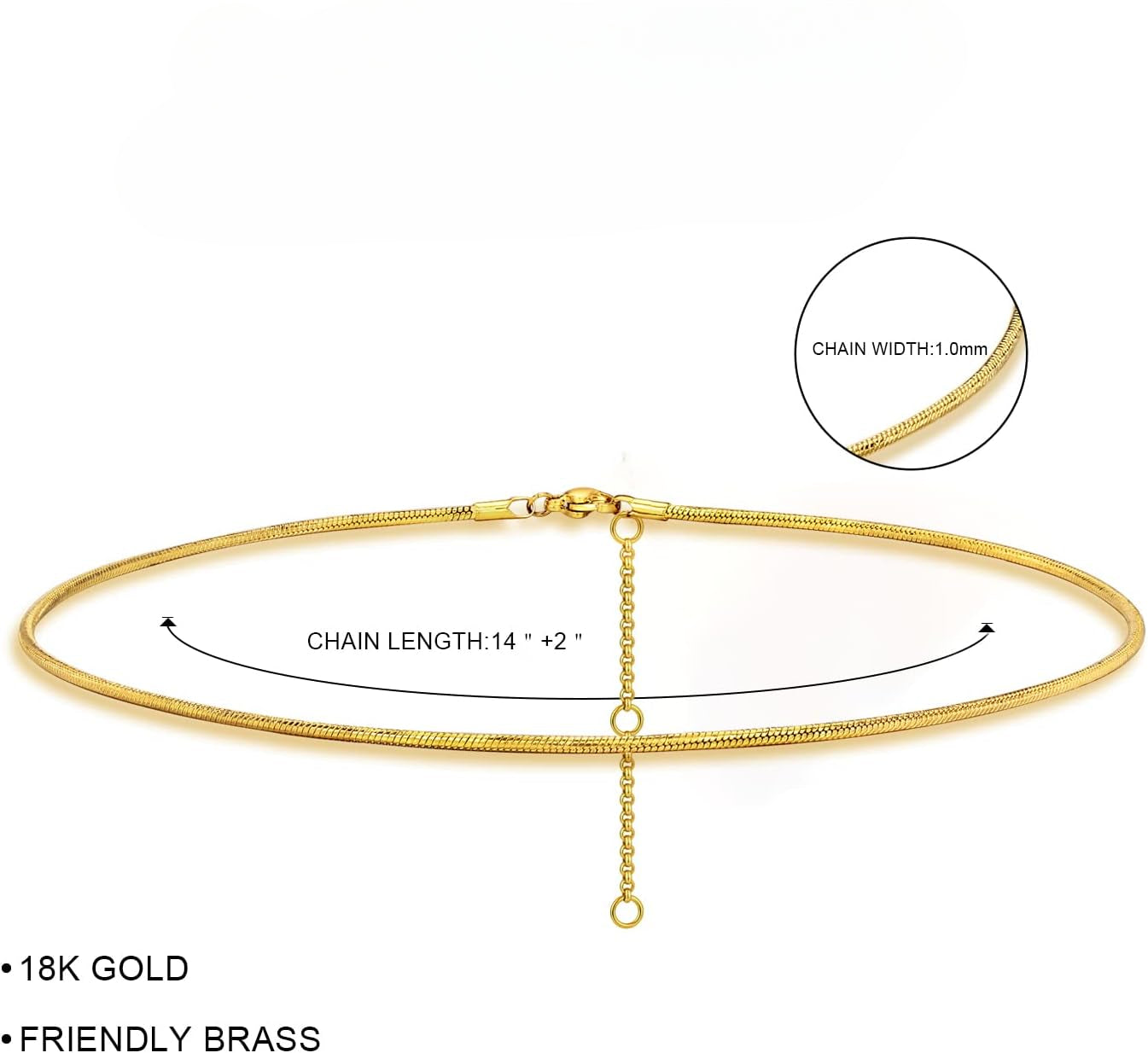 Gold Snake Chain Choker Necklace,18K Gold Plated Dainty Herringbone Necklace Delicate Fashion Choker Necklace Jewelry for Women