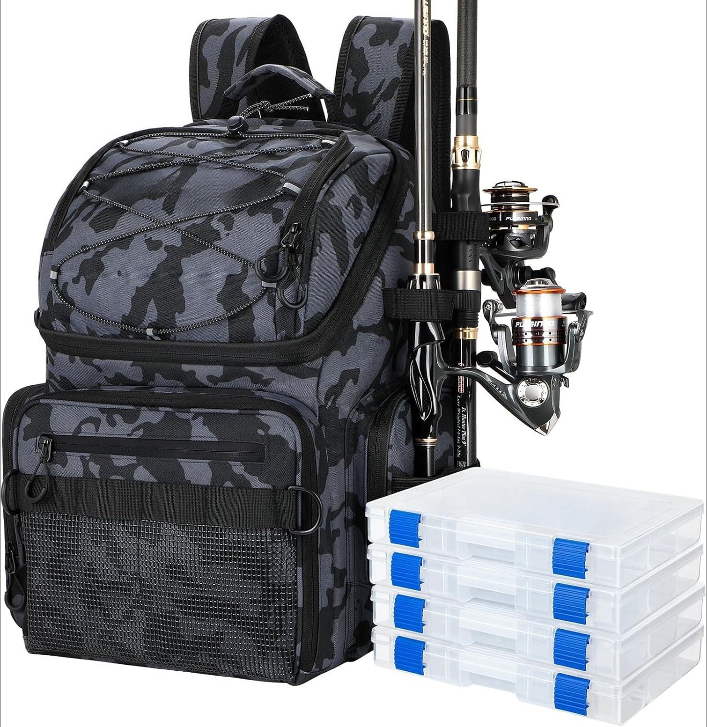 Cooler Fishing Backpack with Rod Holders 45L Large Water-resistant Fishing Tackle bag Store Fishing