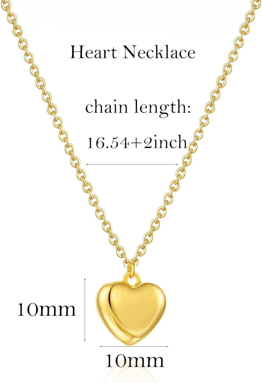 Dainty 14K Gold Plated Heart Choker: Simple Small Pendant Necklace for Women, Trendy Luxury Gift