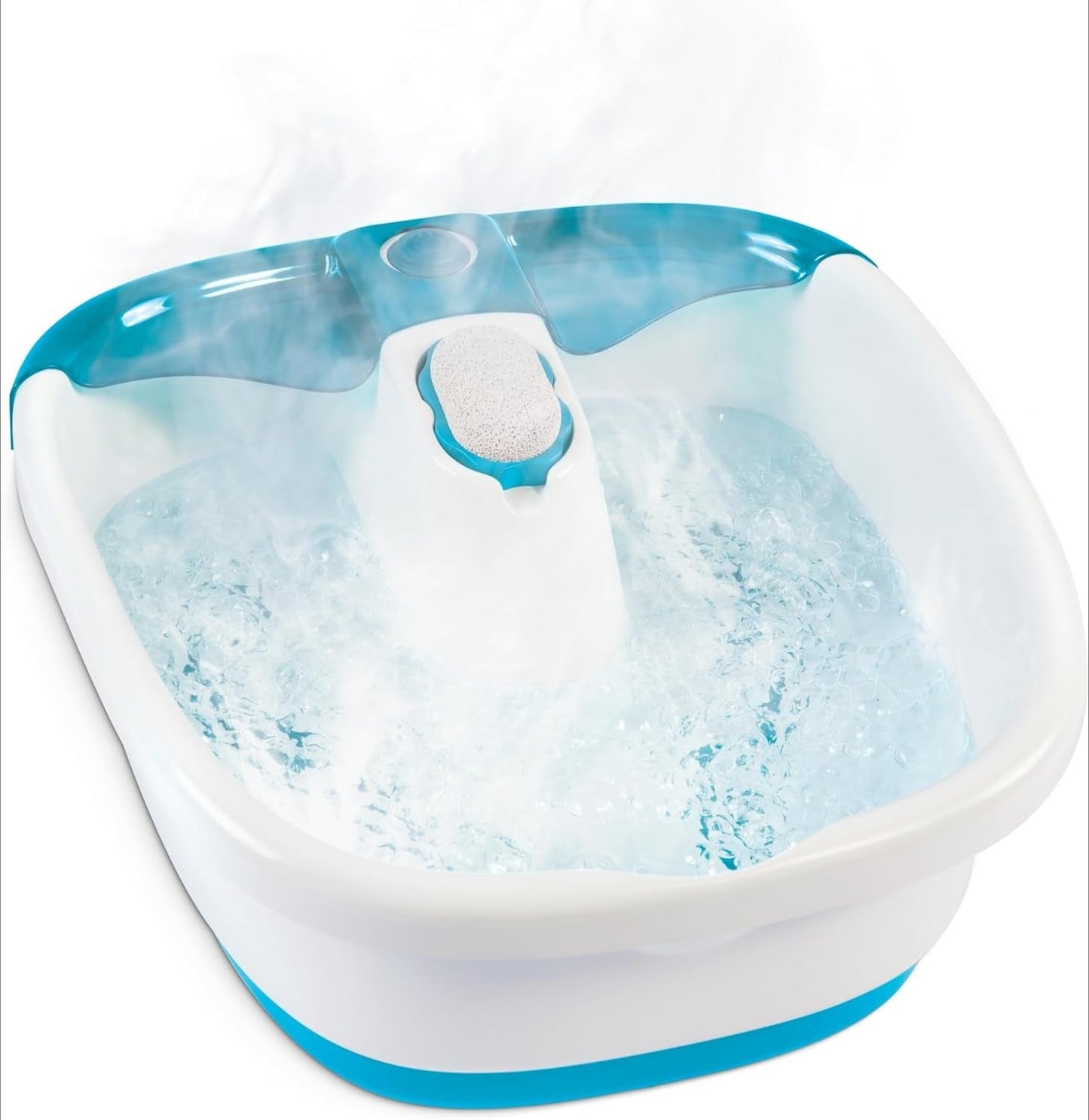 OMOMMD Bubble Mate Foot Spa, Toe Touch Controlled Foot Bath with Invigorating Bubbles and Splash Proof, Raised Massage Nodes and Removable Pumice Stone