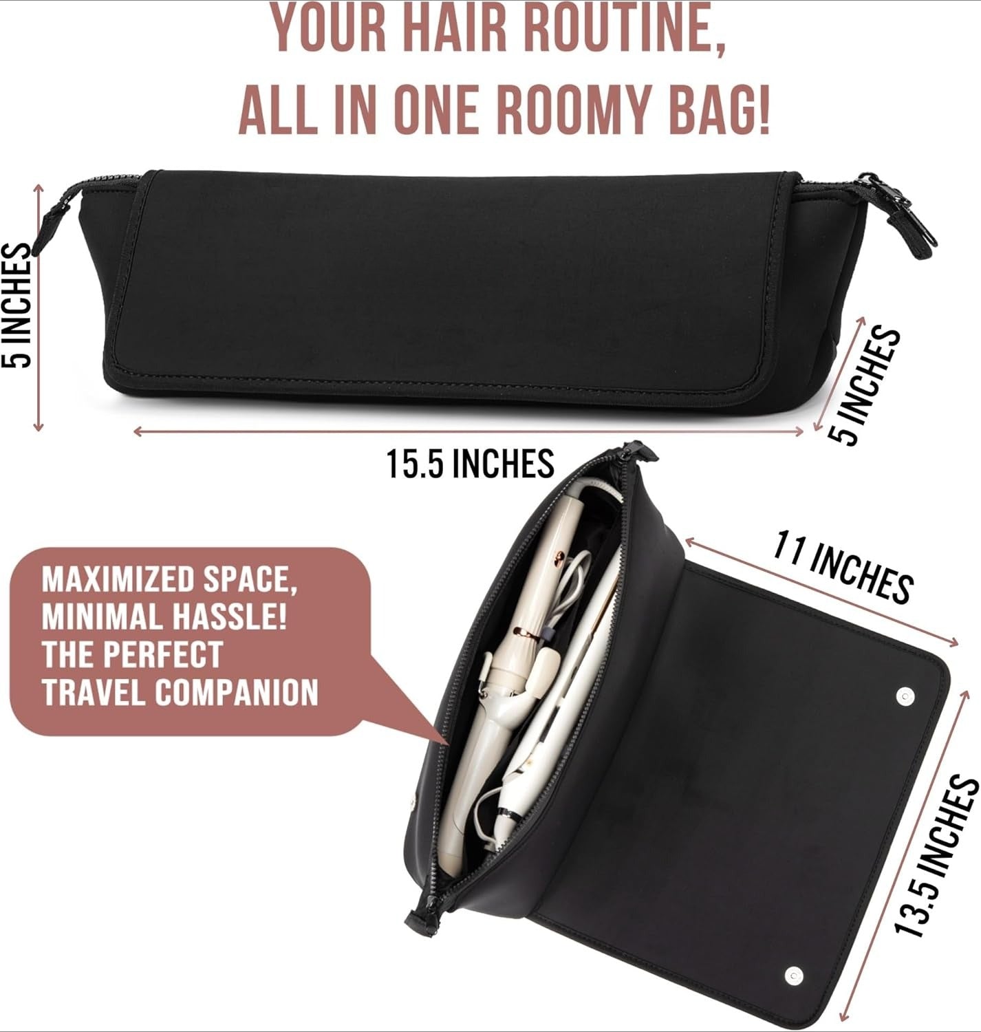 Hair Tools Travel Bag and Heat Resistant Mat ,  2-in-1 design, with Interior Pockets, Portable Organizer
