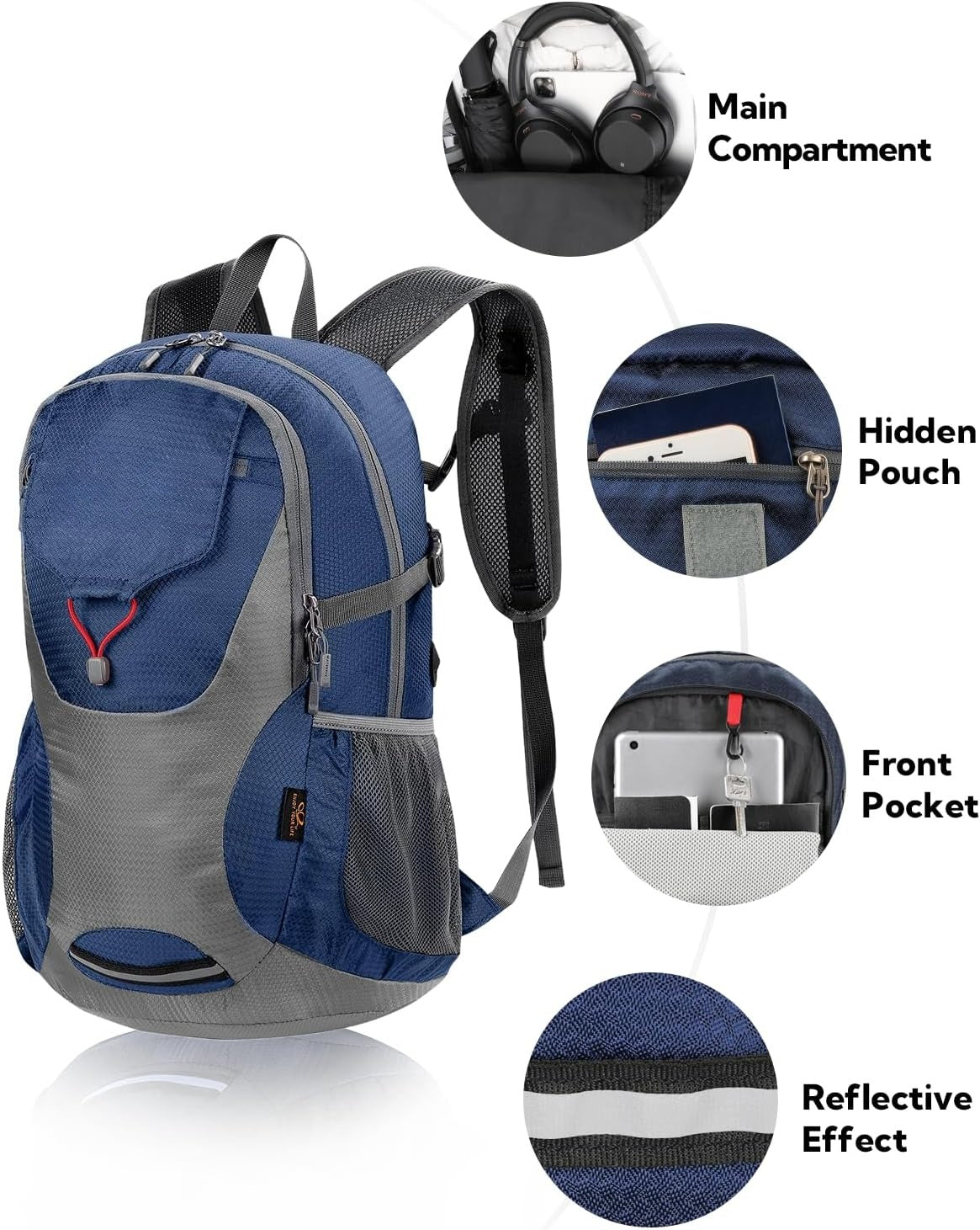 Lightweight Packable Hiking Backpack: 30L Foldable Travel Daypack Ultralight Camping Day Pack for Woman Man