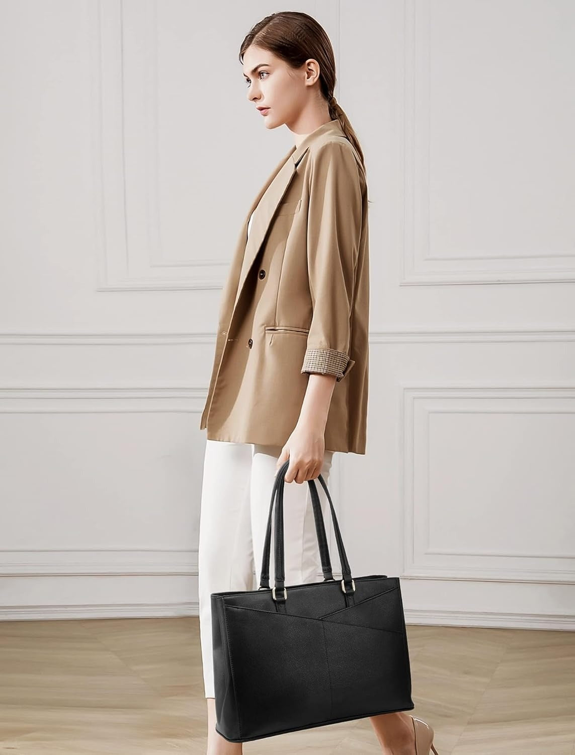 Laptop Tote Bag for Women 15.6 Inch Waterproof Leather Computer Bags Business Office Work Briefcase