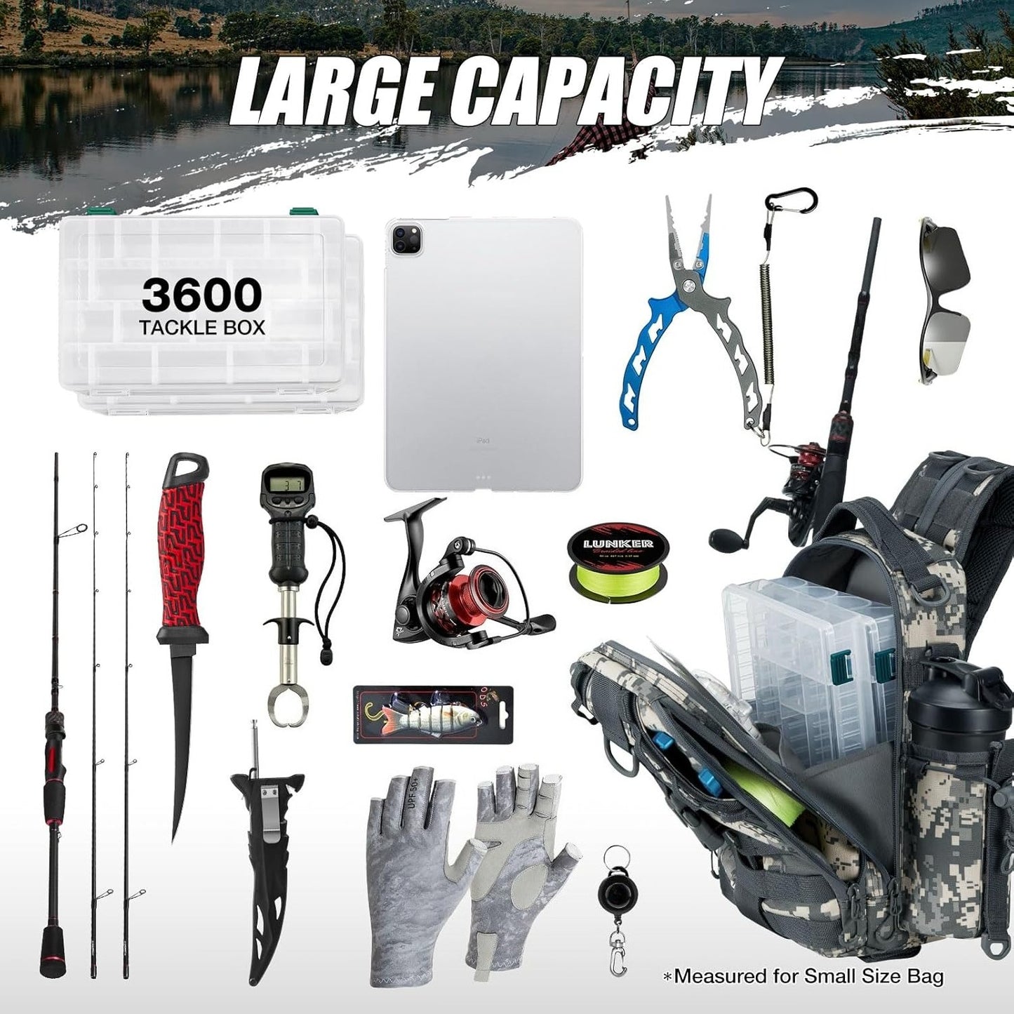 Fishing Backpack with Rod Holder, Lightweight Sling Bag Storge Gear and Equipment