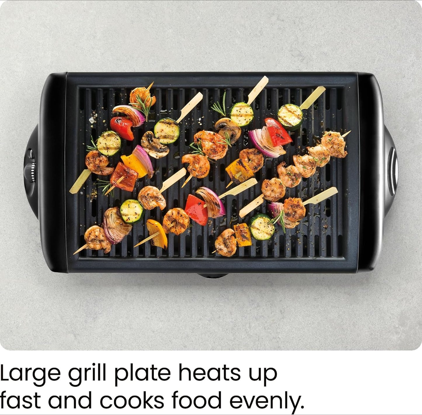 Electric Smokeless Indoor Grill w/ Non-Stick Cooking Surface & Adjustable Temperature Knob from Warm to Sear