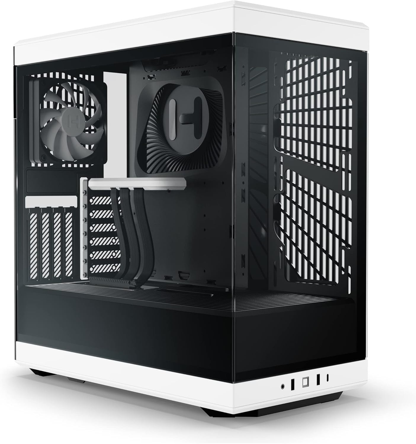 OMOMMD Y40 Modern Aesthetic Panoramic Tempered Glass Mid-Tower ATX Computer Gaming Case with PCIE 4.0 Riser Cable Included, White (CS-HYTE-Y40-BW)