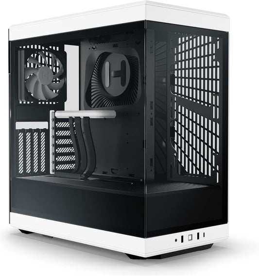 OMOMMD Y40 Modern Aesthetic Panoramic Tempered Glass Mid-Tower ATX Computer Gaming Case with PCIE 4.0 Riser Cable Included, White (CS-HYTE-Y40-BW)