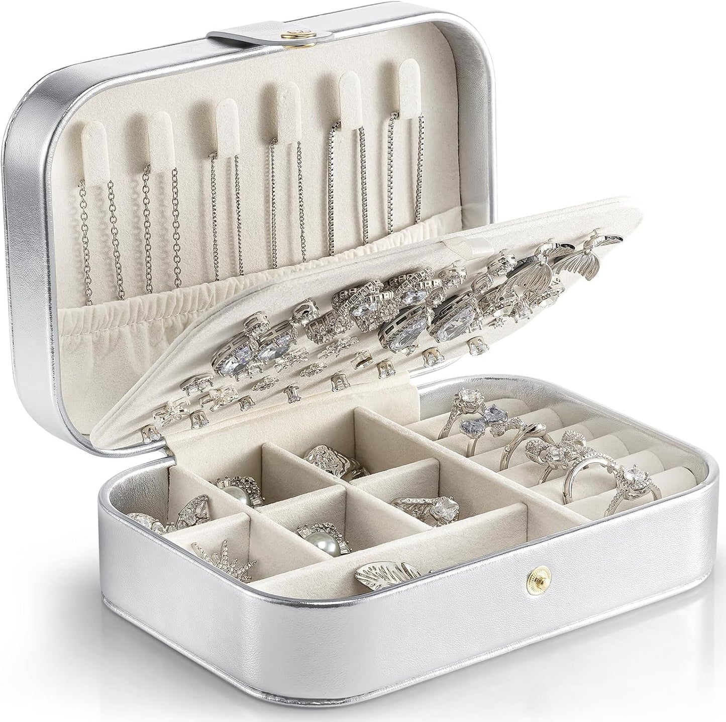Travel Jewelry Case, PU Leather Small Mini Jewelry Box for Rings, Necklaces, Bracelet