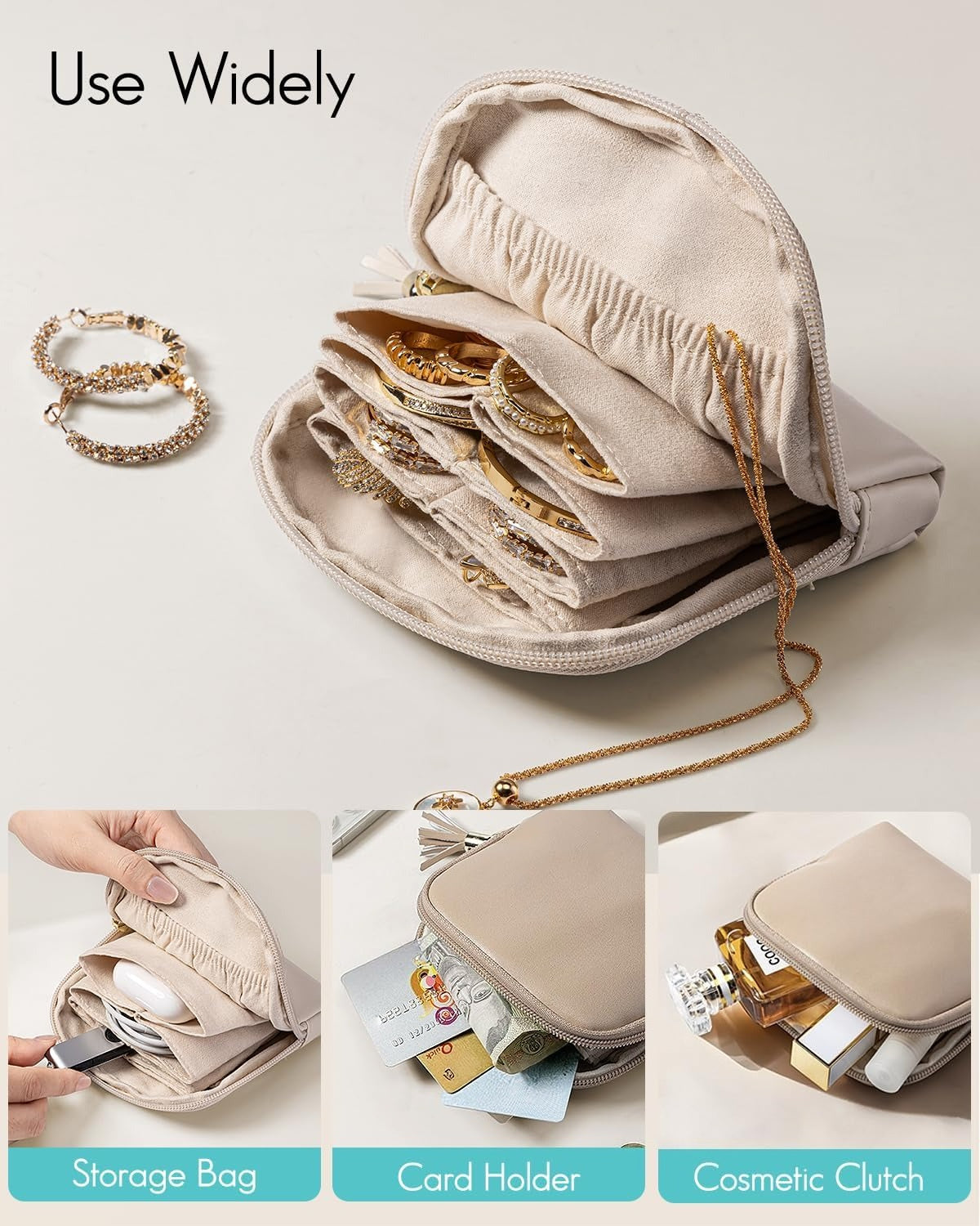 Small Travel Jewelry Case,Travel Gifts for Women,Jewelry Pouch Bags with Zipper,Jewelry Organizer Storage Bag