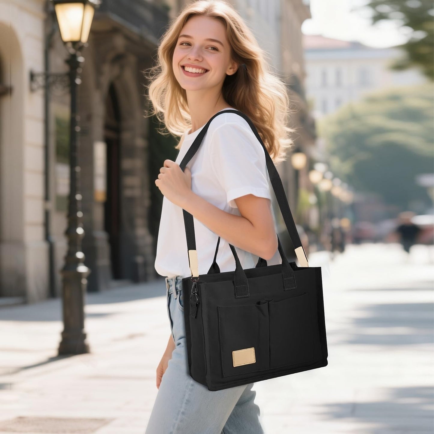 Tote Bags for Women Canvas Tote Purse Crossbody with Pockets Top Handle Shoulder Satchel Bag for Women