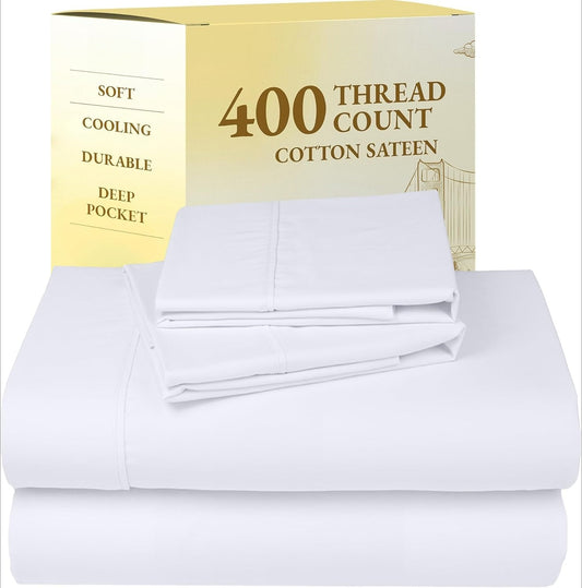 Cotton Sheets Queen Size Bed Set Deep Pockets with All Around Elastic for a Snug Fit