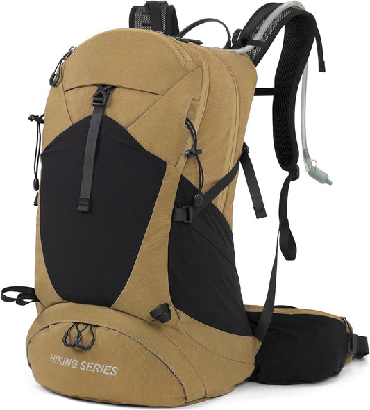 Waterproof Hiking Daypack with 3L Water Bladder and Rain Cover, Lightweight Travel Camping Backpack