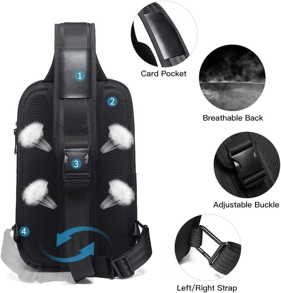 Sling Bag, Waterproof Crossbody Backpack, Shoulder Bag for Men