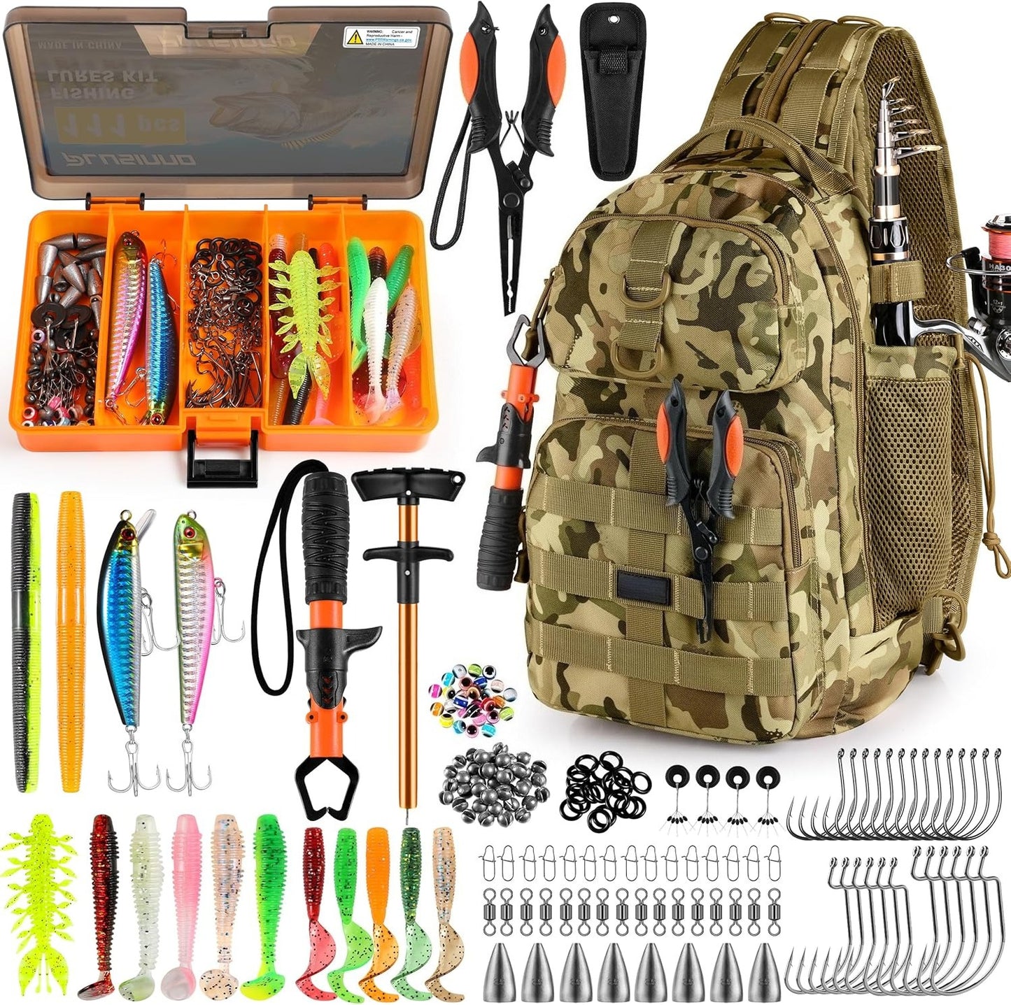 Fishing Backpack Tackle Boxes, Waterproof Tackle Bag For Fishing Gear With Rod Holder