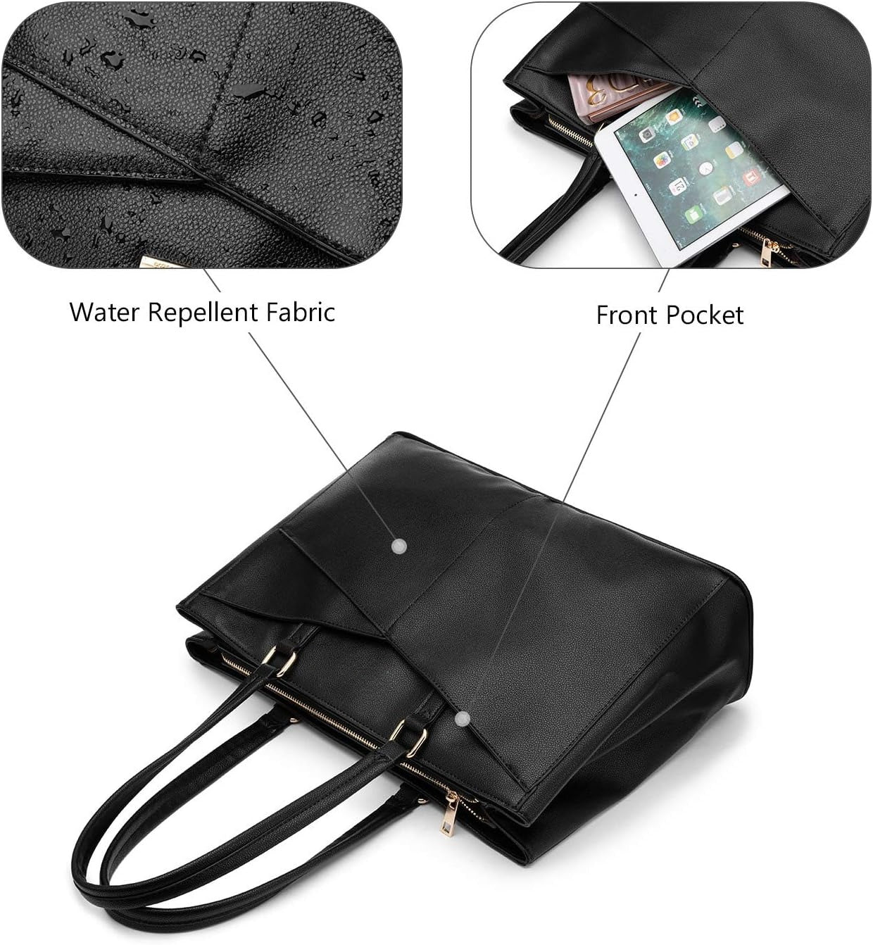 Laptop Tote Bag for Women 15.6 Inch Waterproof Leather Computer Bags Business Office Work Briefcase
