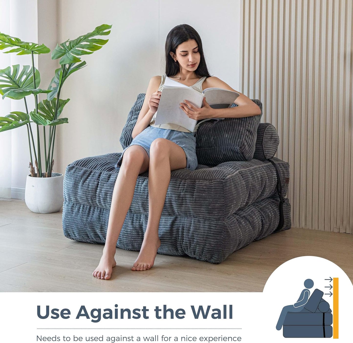 Convertible Folding Sofa Bed - Single Sleeper Chair with Pillow and Back Support, Portable Fold Out Lounge