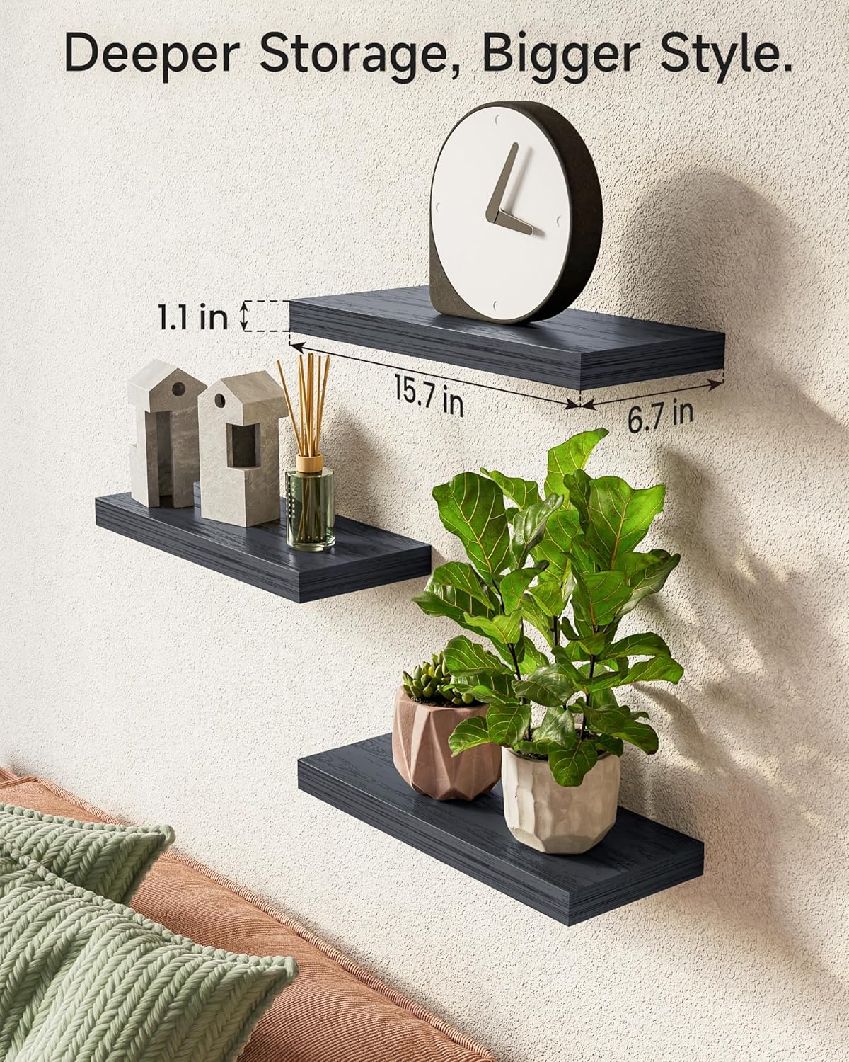 Floating Shelves for Wall, Wall Mounted Rustic Wood Shelves Books/Storage/Room Decor