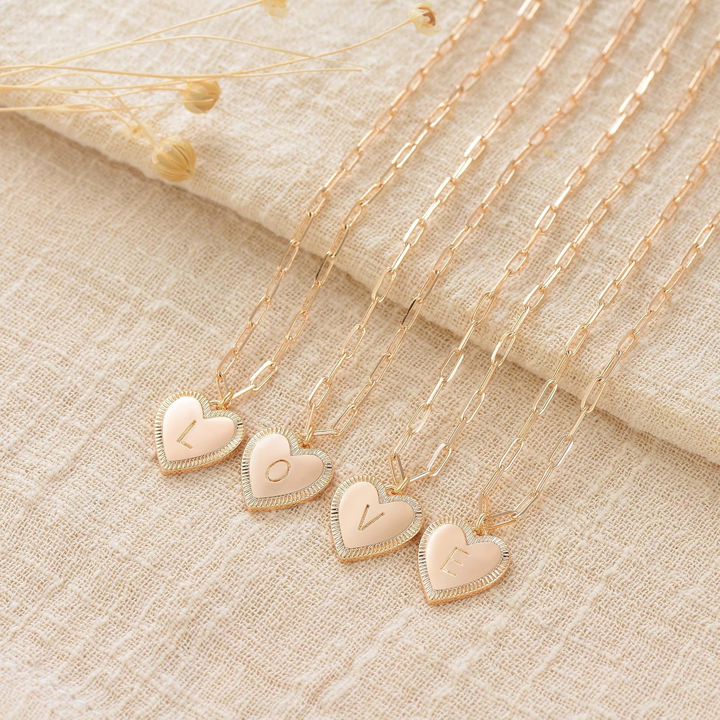 14K Gold Initial Layered Necklace - Paperclip Chain, Personalized Dainty Jewelry for Women