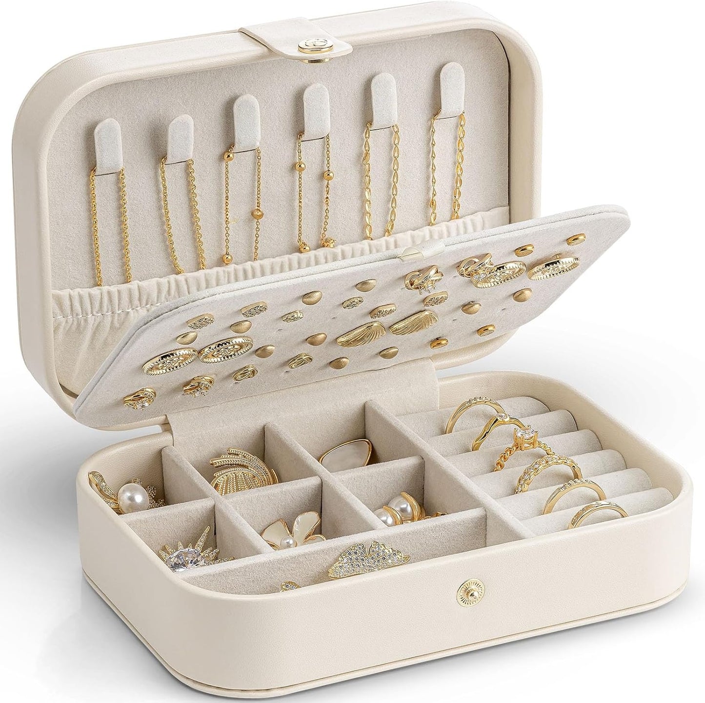 Travel Jewelry Case, PU Leather Small Mini Jewelry Box for Rings, Necklaces, Bracelet