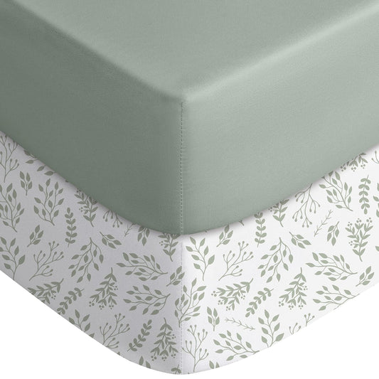 Crib Sheets for Boys Girls, Fitted Crib Sheet 2 Pack for Standard Crib and  Mattress