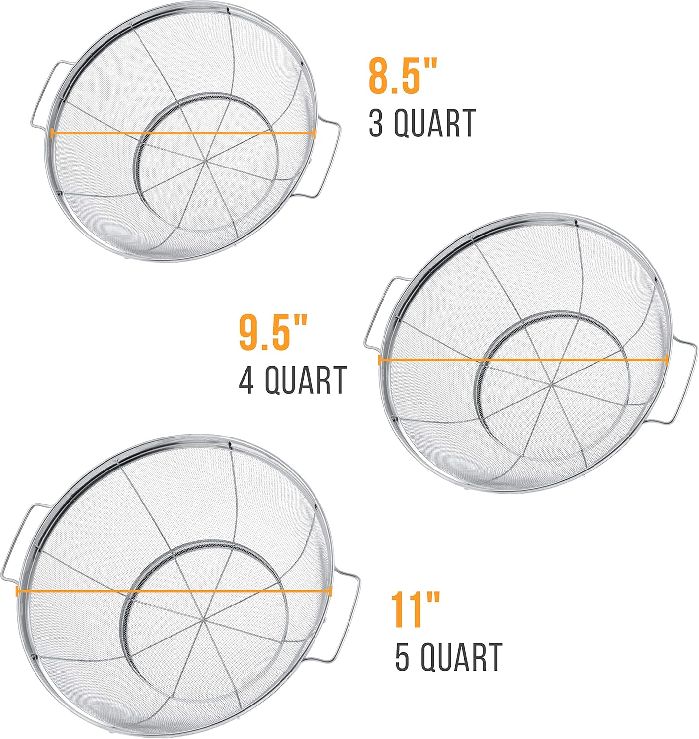 Stainless Steel Sieve, Strainers and Colanders for Kitchen