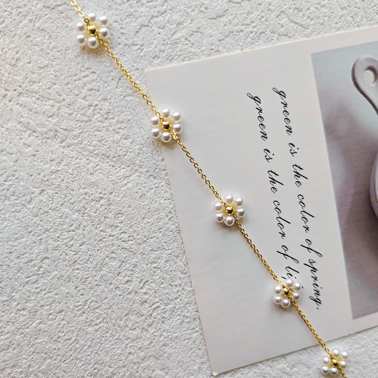 14K Gold Plated Pearl Necklace Set for Women - Dainty Layered Daisy Choker, Elegant Gift