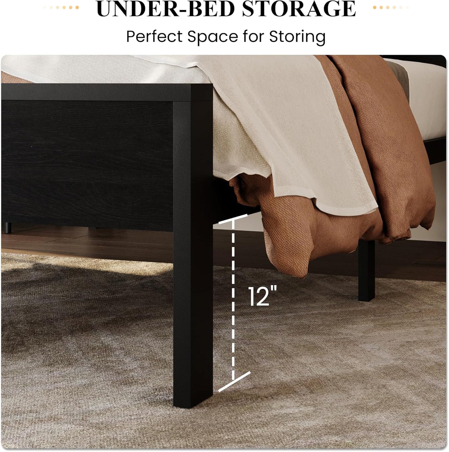 Twin Size Metal Platform Bed Frame with Wooden Headboard and Footboard, Mattress Foundation, No Box Spring Needed