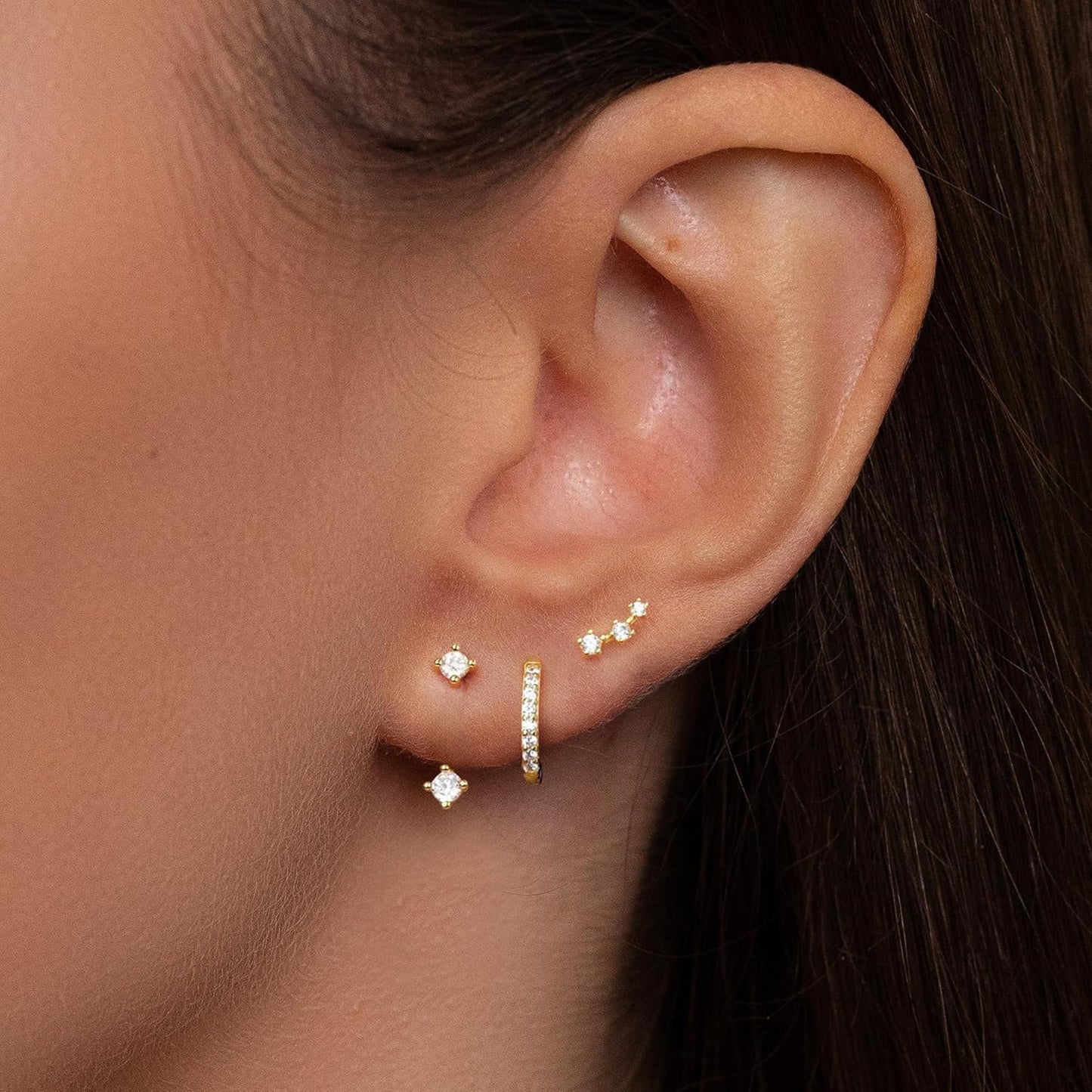 Gold Earrings for Women, 14k Gold Plated Dangle Huggie Earrings for Women Trendy Dainty Gold Hoop Earring Stacks