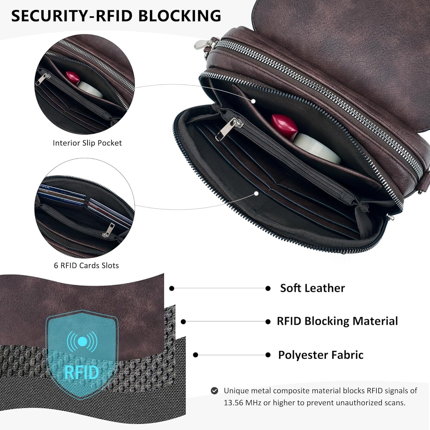 Crossbody Bags for Women Small Crossbody Wallet Purses with Card Slots Leather Shoulder Handbags