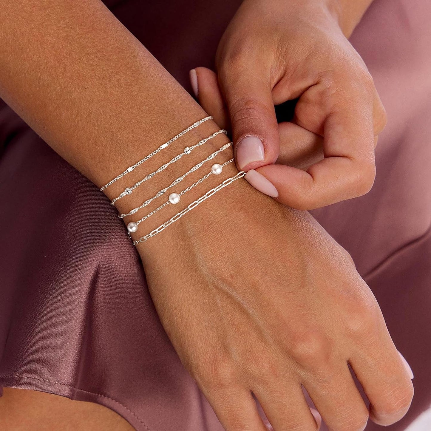 Gold Bracelets for Women, 14K Dainty Gold Plated Stackable Bracelets for Women Trendy Waterproof CZ Tennis Bracelet Set