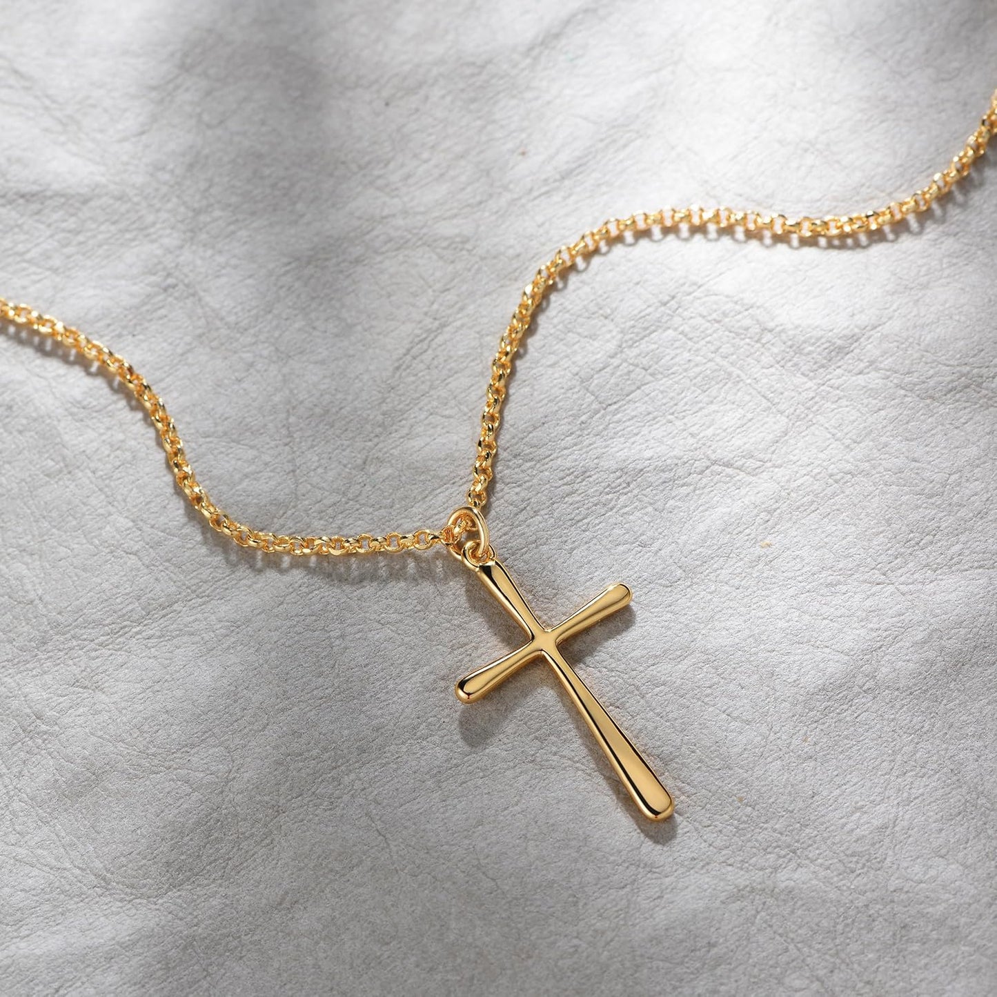Cross Necklace 14K Plated Dainty Chain, Minimalist Faith Pendant Religious Prayer Jewelry Gift