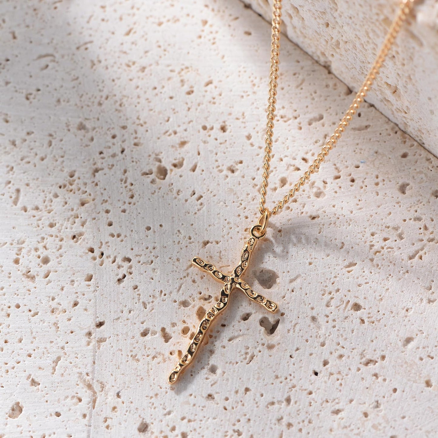 Cross Necklace 14K Plated Dainty Chain, Minimalist Faith Pendant Religious Prayer Jewelry Gift