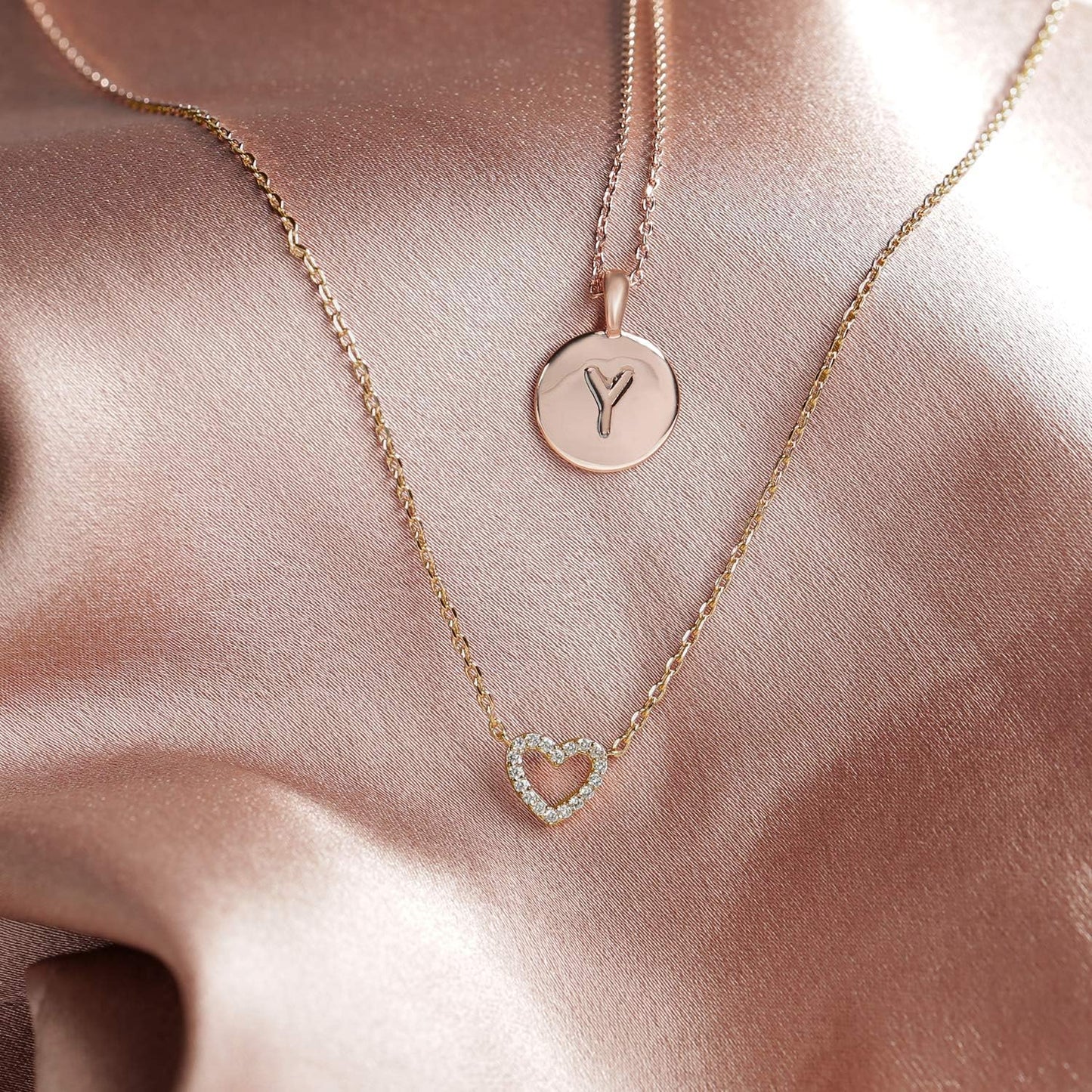 14K Gold Plated Cubic Zirconia Heart Pendant Necklace - Dainty Love Gift for Women