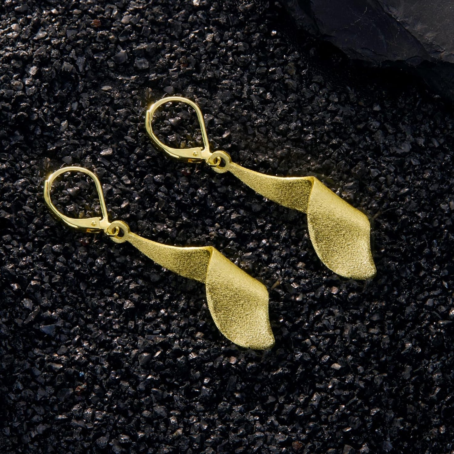925 Sterling Silver Twisted Dangle Earrings for Women Hypoallergenic Handmade Earrings Spiral Leverback14k Gold Plated