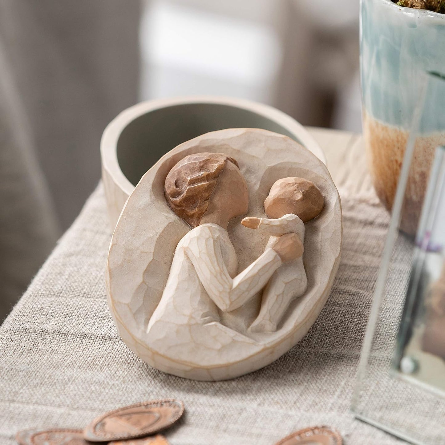Box for Jewelry and Treasures, Reminder of Those you Love who Call you Grandma, Sculpted Hand-Painted Keepsake Box