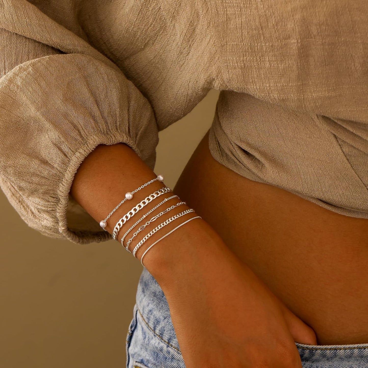 Gold Bracelets for Women, 14K Dainty Gold Plated Stackable Bracelets for Women Trendy Waterproof CZ Tennis Bracelet Set
