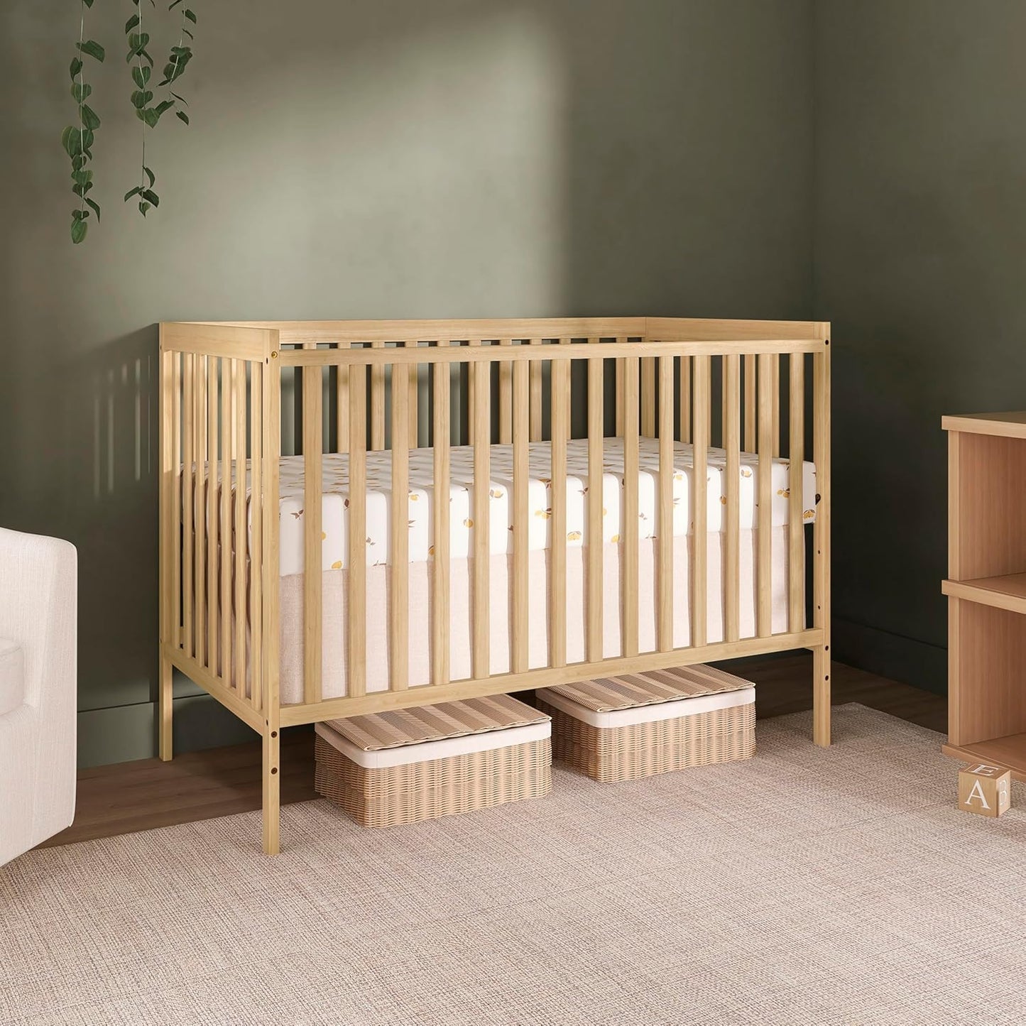 5-In-1 Convertible Crib In Natural, Greenguard Gold Certified, Fits Standard Full-Size Crib Mattress