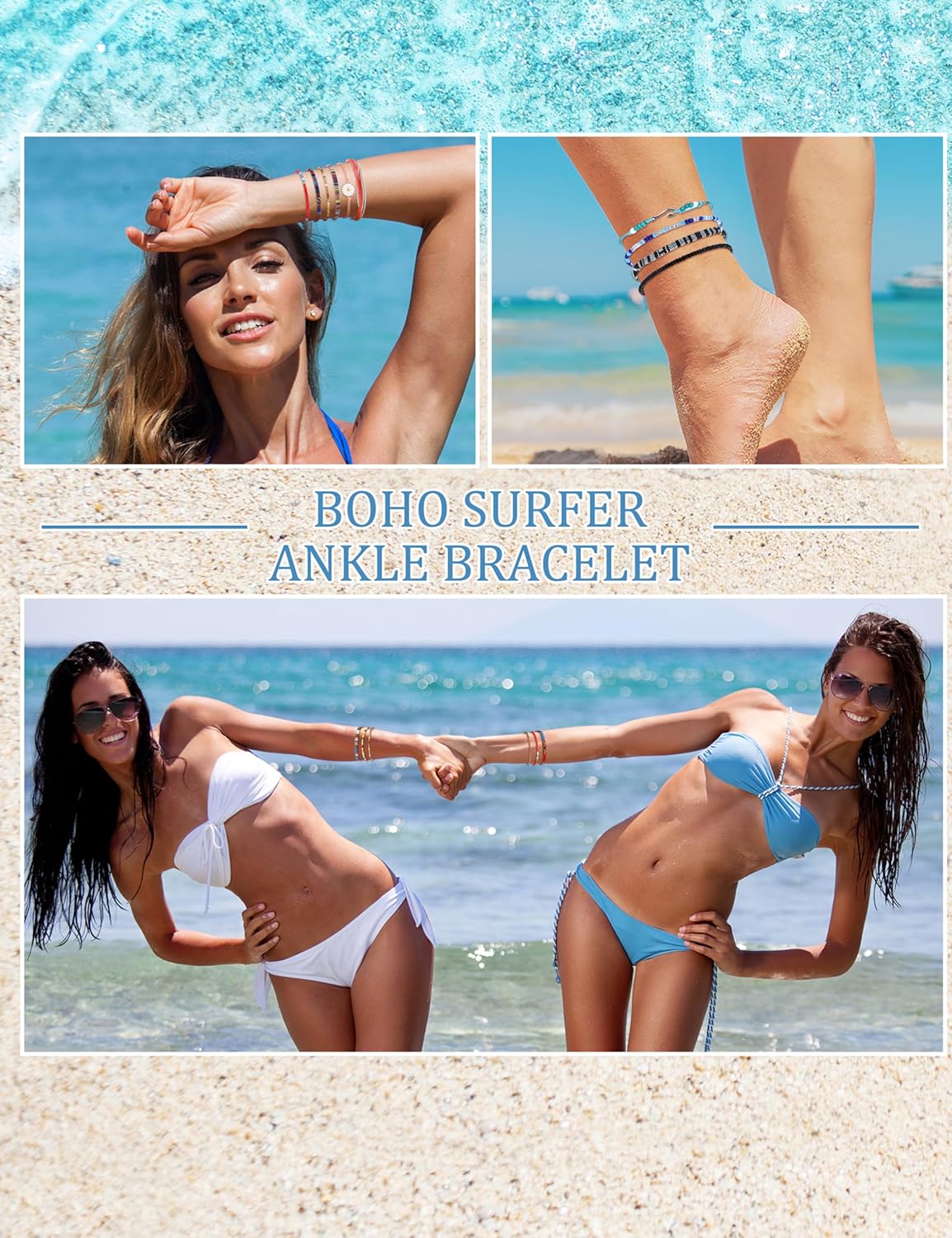 24 count  String Bracelets for Women Bracelet String Ocean Beach Boho Bracelets Anklets