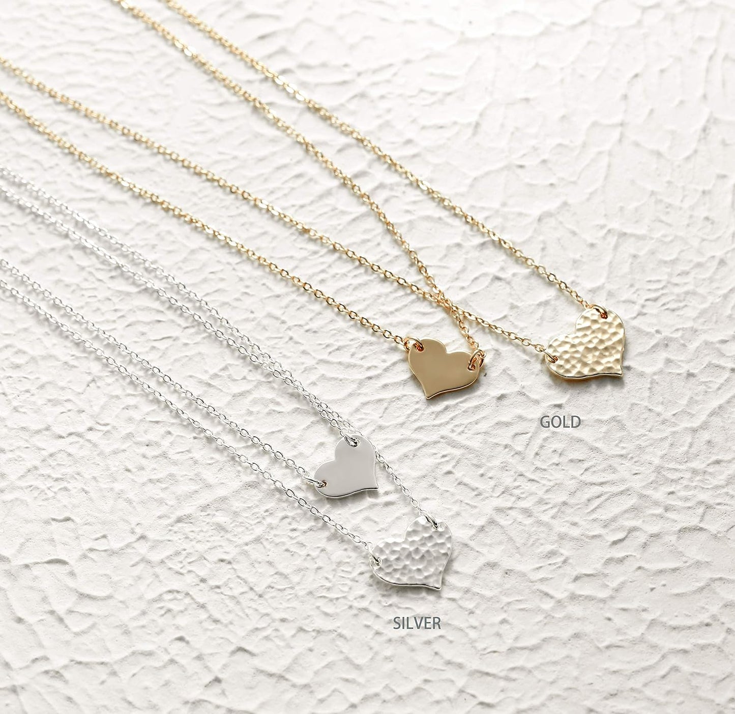 Layered Heart Necklace, Handmade 18K Gold Plated Dainty Choker With Arrow Bar Pendant for Women