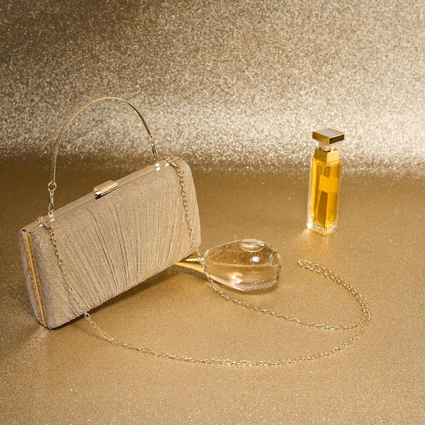 Clutch Purses for Women Pleated Evening Handbag with Chain Prom, Cocktail, and Wedding