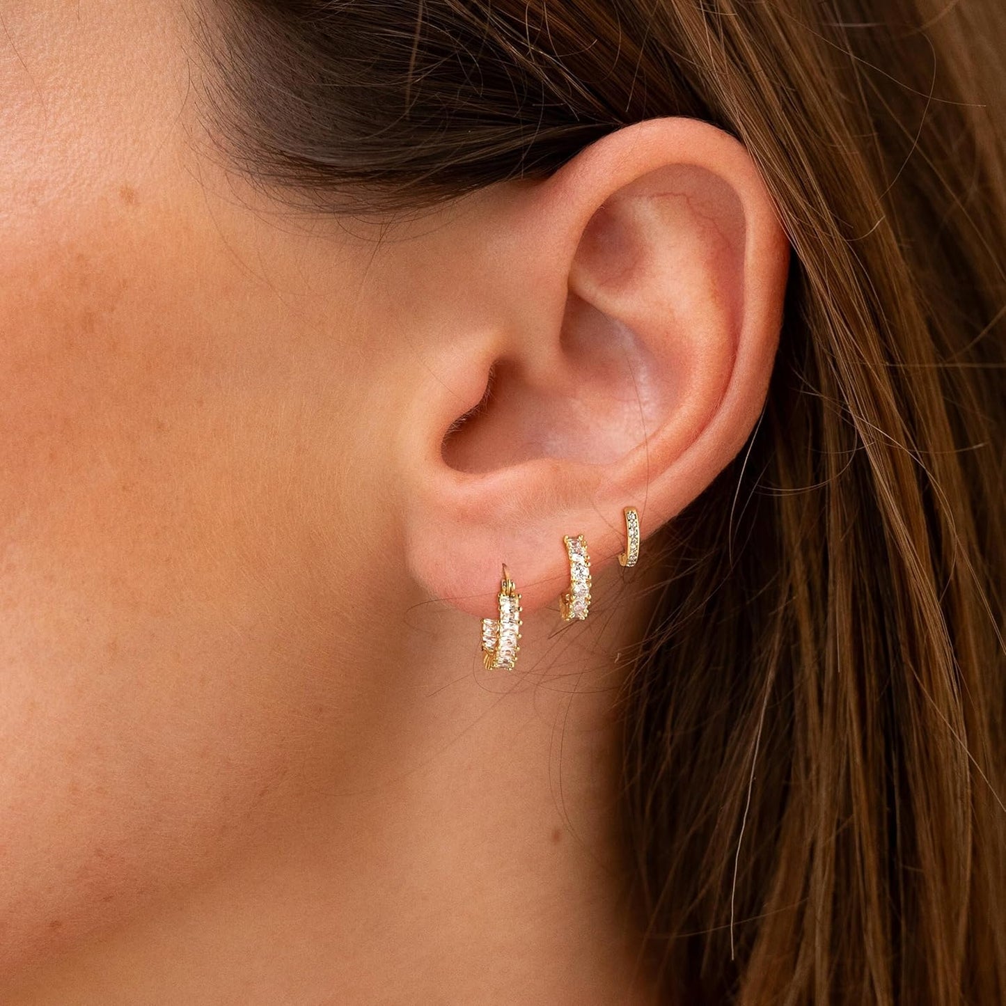 Gold Hoop Earrings for Women Trendy,14K Real Gold Plated Cute Stud Earrings Small Huggie Hoop Earrings non tarnish Jewelry for Women