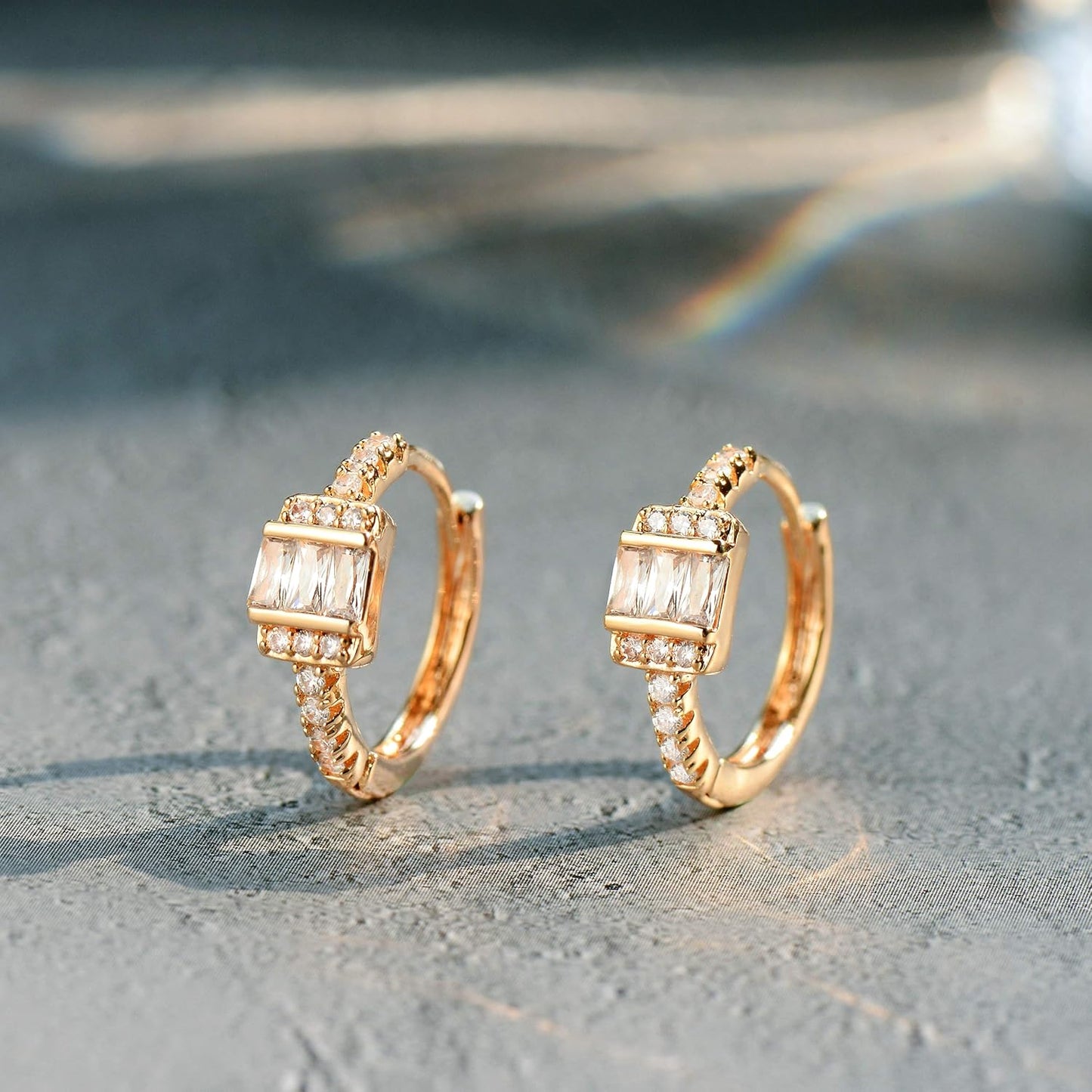 Cubic Zirconia Huggie Earrings 14k Gold Plated Tiny Earrings Small Huggie Hoop Earrings Simple Lightweight Hoops Gift for Women
