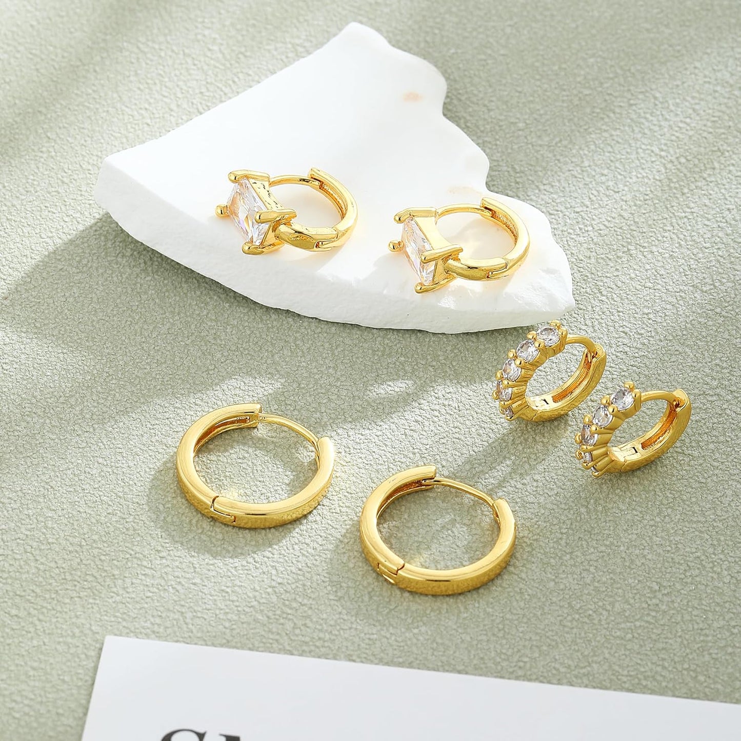 Gold Hoop Earrings for Women Trendy,14K Real Gold Plated Cute Stud Earrings Small Huggie Hoop Earrings non tarnish Jewelry for Women