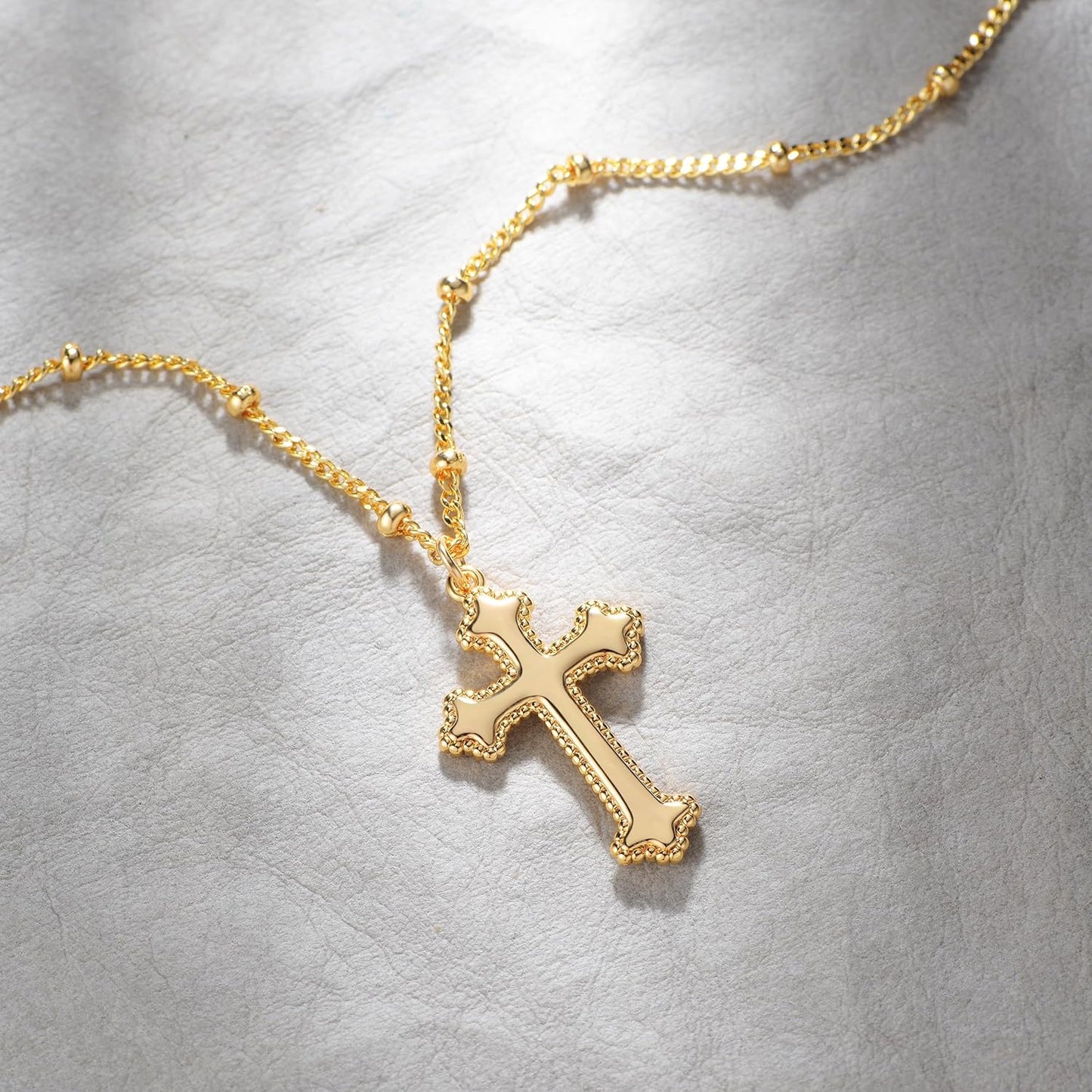 Cross Necklace 14K Plated Dainty Chain, Minimalist Faith Pendant Religious Prayer Jewelry Gift