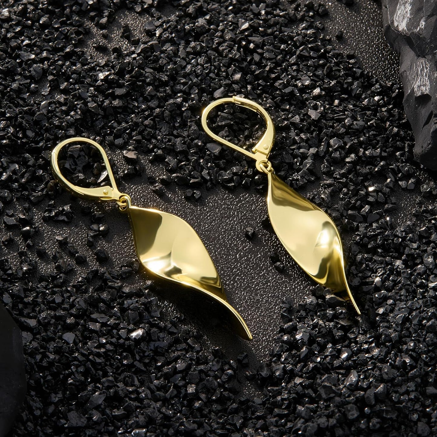 925 Sterling Silver Twisted Dangle Earrings for Women Hypoallergenic Handmade Earrings Spiral Leverback14k Gold Plated