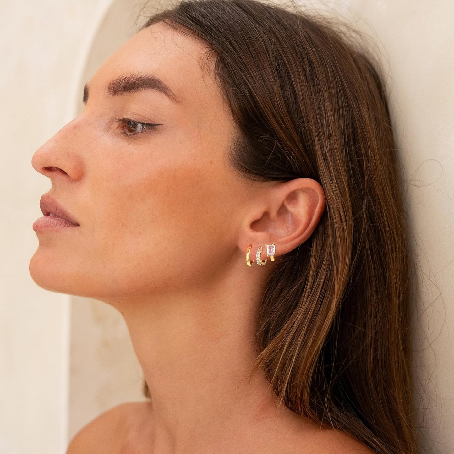 Gold Hoop Earrings for Women Trendy,14K Real Gold Plated Cute Stud Earrings Small Huggie Hoop Earrings non tarnish Jewelry for Women