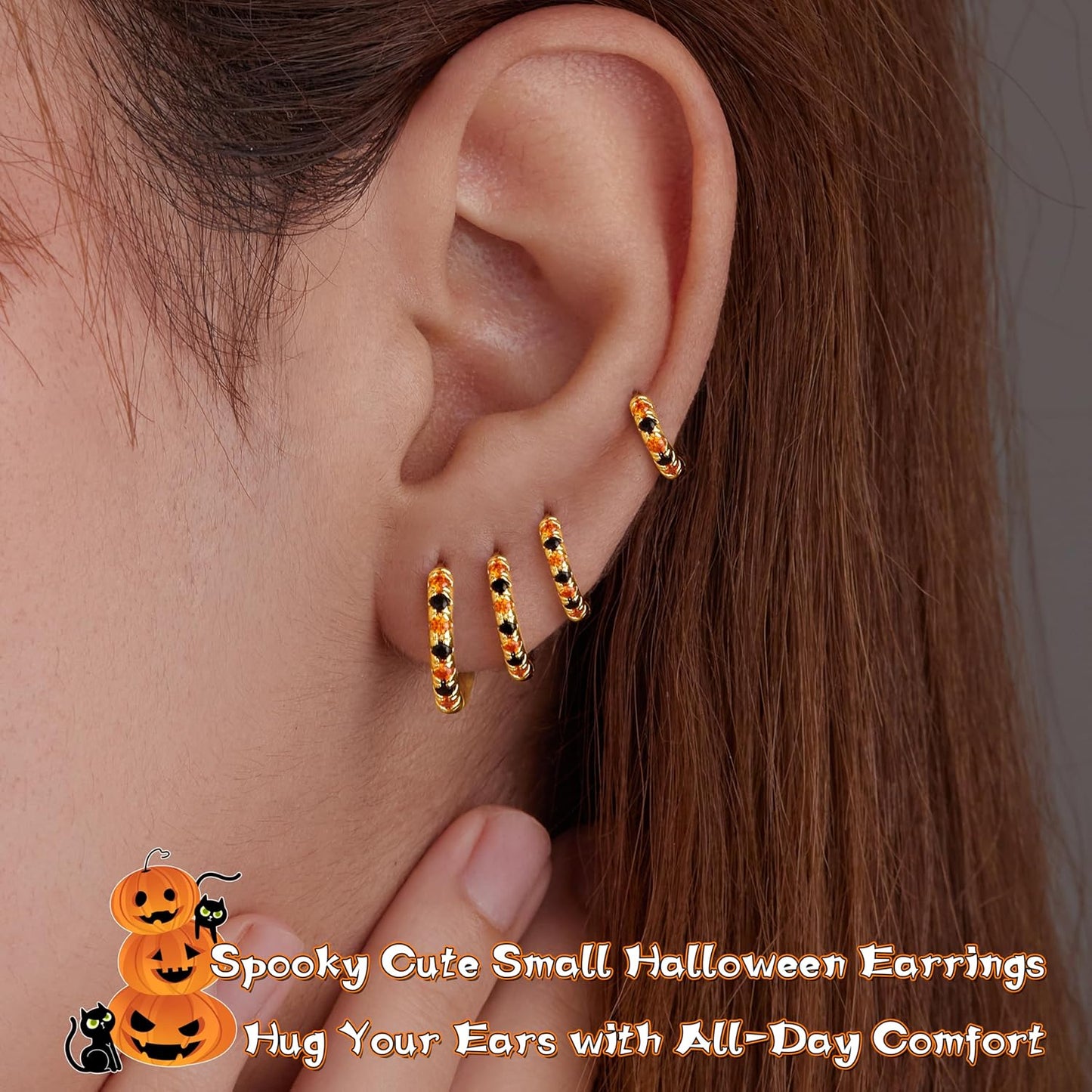 Small Gold Huggie Hoop Earrings Set for Women Men Hypoallergenic 14K Plated Stack Cartilage Earrings, Multiple Piercing