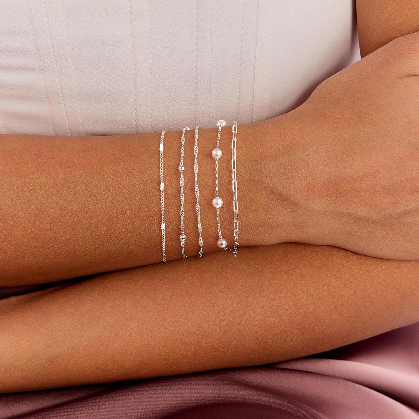 Gold Bracelets for Women, 14K Dainty Gold Plated Stackable Bracelets for Women Trendy Waterproof CZ Tennis Bracelet Set