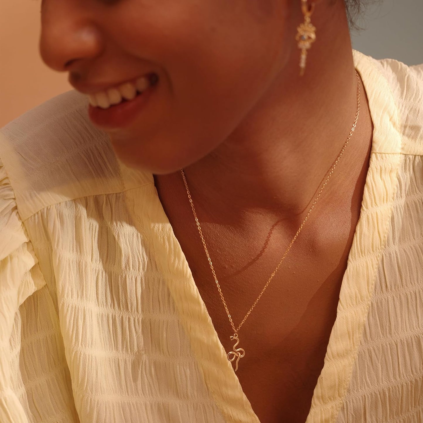 14K Gold Animal Pendant Necklace - Butterfly/Bird/Cat Charms, Dainty Minimalist Chain for Women